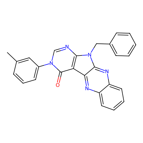 11-benzyl-3-(m-tolyl)-3H-pyrimido[5',4':4,5]pyrrolo[2,3-b]quinoxalin-4(11H)-one structure