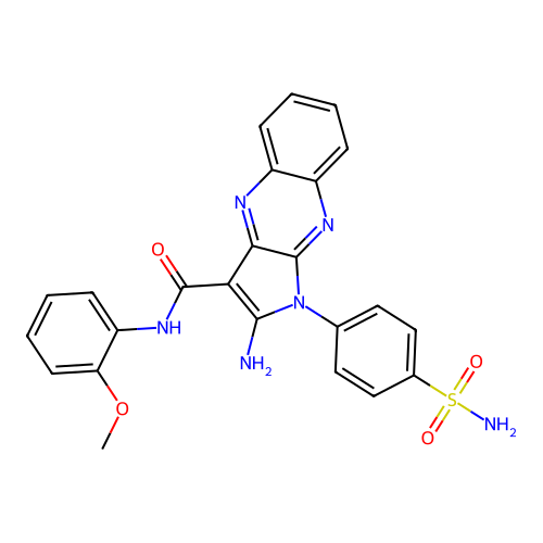 2-amino-N-(2-methoxyphenyl)-1-(4-sulfamoylphenyl)-1H-pyrrolo[2,3-b]quinoxaline-3-carboxamide structure