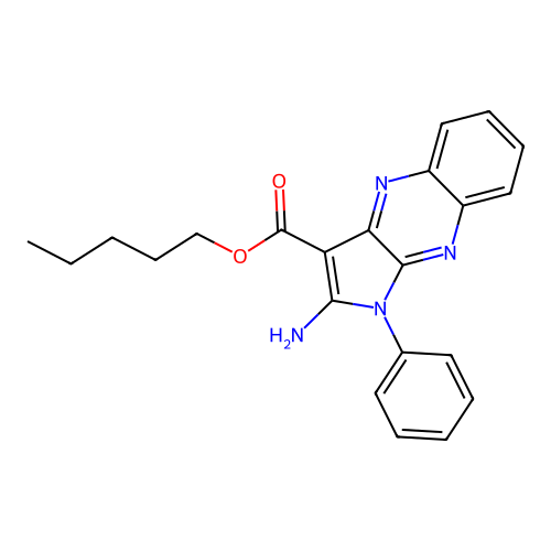 pentyl 2-amino-1-phenyl-1H-pyrrolo[2,3-b]quinoxaline-3-carboxylate structure