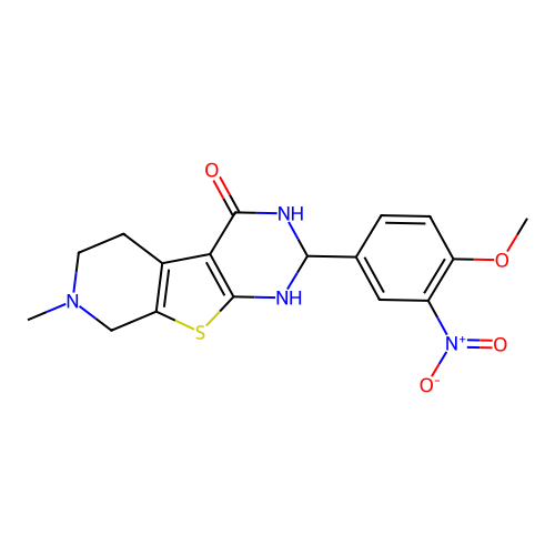 2-(4-methoxy-3-nitrophenyl)-7-methyl-1,2,5,6,7,8-hexahydropyrido[4',3':4,5]thieno[2,3-d]pyrimidin-4-ol structure