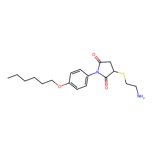 3-[(2-Aminoethyl)sulfanyl]-1-[4-(hexyloxy)phenyl]pyrrolidine-2,5-dione structure
