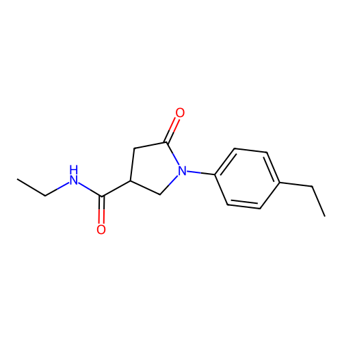 N-ethyl-1-(4-ethylphenyl)-5-oxopyrrolidine-3-carboxamide structure