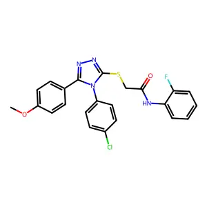 2-{[4-(4-chlorophenyl)-5-(4-methoxyphenyl)-4H-1,2,4-triazol-3-yl]sulfanyl}-N-(2-fluorophenyl)acetamide structure