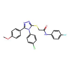 2-{[4-(4-chlorophenyl)-5-(4-methoxyphenyl)-4H-1,2,4-triazol-3-yl]sulfanyl}-N-(4-fluorophenyl)acetamide structure