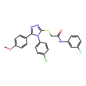 2-{[4-(4-chlorophenyl)-5-(4-methoxyphenyl)-4H-1,2,4-triazol-3-yl]sulfanyl}-N-(3-fluorophenyl)acetamide structure