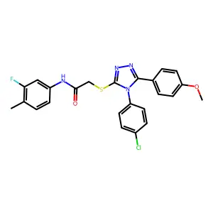 2-{[4-(4-chlorophenyl)-5-(4-methoxyphenyl)-4H-1,2,4-triazol-3-yl]sulfanyl}-N-(3-fluoro-4-methylphenyl)acetamide structure
