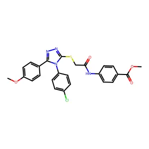 methyl 4-[({[4-(4-chlorophenyl)-5-(4-methoxyphenyl)-4H-1,2,4-triazol-3-yl]sulfanyl}acetyl)amino]benzoate structure