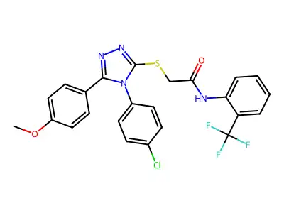 2-{[4-(4-chlorophenyl)-5-(4-methoxyphenyl)-4H-1,2,4-triazol-3-yl]sulfanyl}-N-[2-(trifluoromethyl)phenyl]acetamide structure