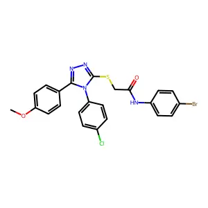 N-(4-bromophenyl)-2-{[4-(4-chlorophenyl)-5-(4-methoxyphenyl)-4H-1,2,4-triazol-3-yl]sulfanyl}acetamide structure