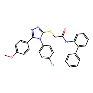 N-(biphenyl-2-yl)-2-{[4-(4-chlorophenyl)-5-(4-methoxyphenyl)-4H-1,2,4-triazol-3-yl]sulfanyl}acetamide structure