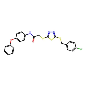 2-({5-[(4-chlorobenzyl)sulfanyl]-1,3,4-thiadiazol-2-yl}sulfanyl)-N-(4-phenoxyphenyl)acetamide structure