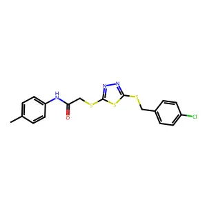 2-({5-[(4-chlorobenzyl)sulfanyl]-1,3,4-thiadiazol-2-yl}sulfanyl)-N-(4-methylphenyl)acetamide structure
