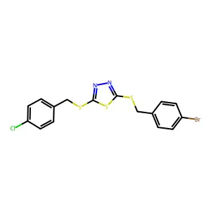 2-((4-Bromobenzyl)sulfanyl)-5-((4-chlorobenzyl)sulfanyl)-1,3,4-thiadiazole structure