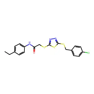 2-((5-((4-Chlorobenzyl)thio)-1,3,4-thiadiazol-2-yl)thio)-N-(4-ethylphenyl)acetamide structure