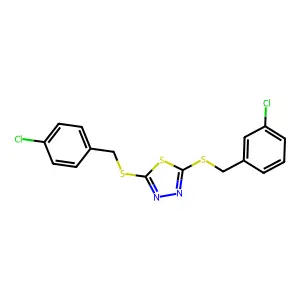 2-[(3-Chlorobenzyl)sulfanyl]-5-[(4-chlorobenzyl)sulfanyl]-1,3,4-thiadiazole structure