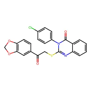 2-((2-(1,3-Benzodioxol-5-YL)-2-oxoethyl)thio)-3-(4-CL-PH)-4(3H)-quinazolinone structure