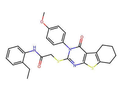 N-(2-Ethylphenyl)-2-((3-(4-methoxyphenyl)-4-oxo-3,4,5,6,7,8-hexahydrobenzo[4,5]thieno[2,3-d]pyrimidin-2-yl)thio)acetamide structure