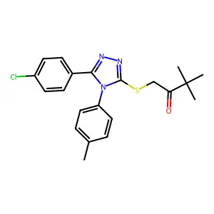 1-{[5-(4-chlorophenyl)-4-(4-methylphenyl)-4H-1,2,4-triazol-3-yl]sulfanyl}-3,3-dimethylbutan-2-one structure