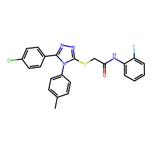 2-{[5-(4-chlorophenyl)-4-(4-methylphenyl)-4H-1,2,4-triazol-3-yl]sulfanyl}-N-(2-fluorophenyl)acetamide structure