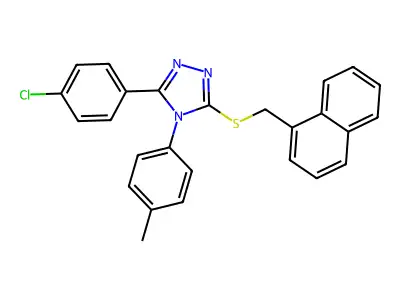 3-(4-chlorophenyl)-4-(4-methylphenyl)-5-[(naphthalen-1-ylmethyl)sulfanyl]-4H-1,2,4-triazole structure