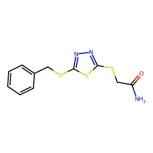 2-{[5-(Benzylsulfanyl)-1,3,4-thiadiazol-2-yl]sulfanyl}acetamide structure