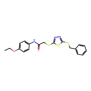 2-{[5-(benzylsulfanyl)-1,3,4-thiadiazol-2-yl]sulfanyl}-N-(4-ethoxyphenyl)acetamide structure