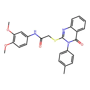 N-(3,4-dimethoxyphenyl)-2-{[3-(4-methylphenyl)-4-oxo-3,4-dihydroquinazolin-2-yl]sulfanyl}acetamide structure