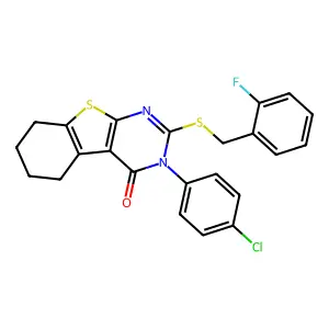 3-(4-chlorophenyl)-2-[(2-fluorobenzyl)sulfanyl]-5,6,7,8-tetrahydro[1]benzothieno[2,3-d]pyrimidin-4(3H)-one structure