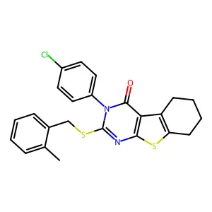 3-(4-chlorophenyl)-2-[(2-methylbenzyl)sulfanyl]-5,6,7,8-tetrahydro[1]benzothieno[2,3-d]pyrimidin-4(3H)-one structure