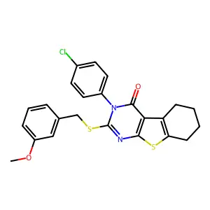 3-(4-chlorophenyl)-2-[(3-methoxybenzyl)sulfanyl]-5,6,7,8-tetrahydro[1]benzothieno[2,3-d]pyrimidin-4(3H)-one structure