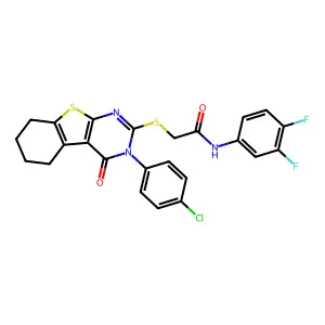2-{[3-(4-chlorophenyl)-4-oxo-3,4,5,6,7,8-hexahydro[1]benzothieno[2,3-d]pyrimidin-2-yl]sulfanyl}-N-(3,4-difluorophenyl)acetamide structure
