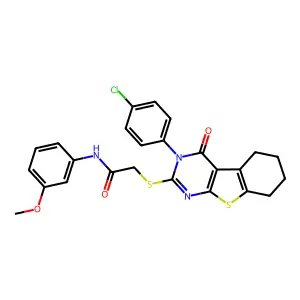2-{[3-(4-chlorophenyl)-4-oxo-3,4,5,6,7,8-hexahydro[1]benzothieno[2,3-d]pyrimidin-2-yl]sulfanyl}-N-(3-methoxyphenyl)acetamide structure