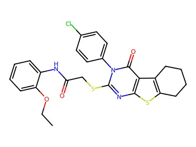 2-{[3-(4-chlorophenyl)-4-oxo-3,4,5,6,7,8-hexahydro[1]benzothieno[2,3-d]pyrimidin-2-yl]sulfanyl}-N-(2-ethoxyphenyl)acetamide structure