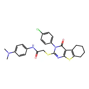 2-{[3-(4-chlorophenyl)-4-oxo-3,4,5,6,7,8-hexahydro[1]benzothieno[2,3-d]pyrimidin-2-yl]sulfanyl}-N-[4-(dimethylamino)phenyl]acetamide structure