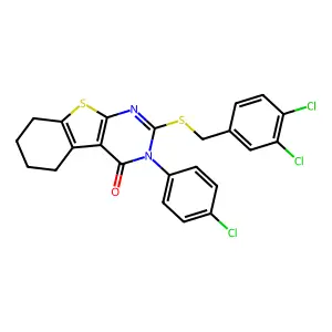 3-(4-chlorophenyl)-2-[(3,4-dichlorobenzyl)sulfanyl]-5,6,7,8-tetrahydro[1]benzothieno[2,3-d]pyrimidin-4(3H)-one structure