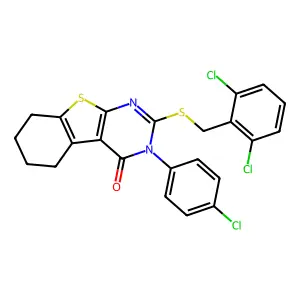 3-(4-chlorophenyl)-2-[(2,6-dichlorobenzyl)sulfanyl]-5,6,7,8-tetrahydro[1]benzothieno[2,3-d]pyrimidin-4(3H)-one structure
