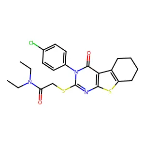 2-{[3-(4-chlorophenyl)-4-oxo-3,4,5,6,7,8-hexahydro[1]benzothieno[2,3-d]pyrimidin-2-yl]sulfanyl}-N,N-diethylacetamide structure