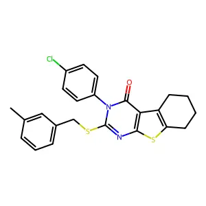 3-(4-chlorophenyl)-2-[(3-methylbenzyl)sulfanyl]-5,6,7,8-tetrahydro[1]benzothieno[2,3-d]pyrimidin-4(3H)-one structure