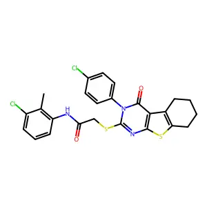 N-(3-chloro-2-methylphenyl)-2-{[3-(4-chlorophenyl)-4-oxo-3,4,5,6,7,8-hexahydro[1]benzothieno[2,3-d]pyrimidin-2-yl]sulfanyl}acetamide structure
