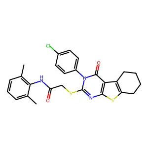2-{[3-(4-chlorophenyl)-4-oxo-3,4,5,6,7,8-hexahydro[1]benzothieno[2,3-d]pyrimidin-2-yl]sulfanyl}-N-(2,6-dimethylphenyl)acetamide structure