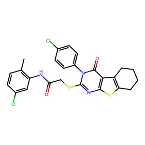 N-(5-chloro-2-methylphenyl)-2-{[3-(4-chlorophenyl)-4-oxo-3,4,5,6,7,8-hexahydro[1]benzothieno[2,3-d]pyrimidin-2-yl]sulfanyl}acetamide structure