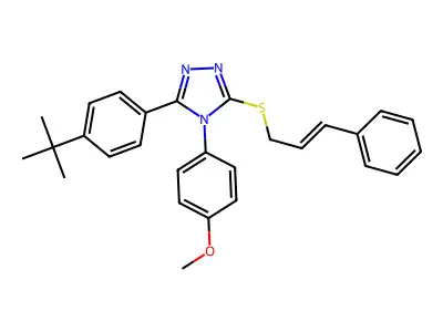 3-(4-tert-butylphenyl)-4-(4-methoxyphenyl)-5-{[(2E)-3-phenylprop-2-en-1-yl]sulfanyl}-4H-1,2,4-triazole structure
