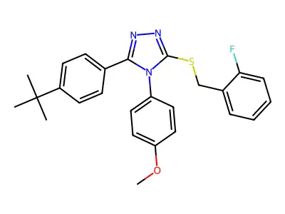 3-(4-tert-butylphenyl)-5-[(2-fluorobenzyl)sulfanyl]-4-(4-methoxyphenyl)-4H-1,2,4-triazole structure