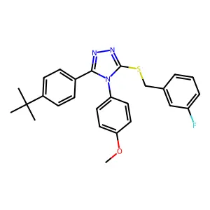 3-(4-tert-butylphenyl)-5-[(3-fluorobenzyl)sulfanyl]-4-(4-methoxyphenyl)-4H-1,2,4-triazole structure