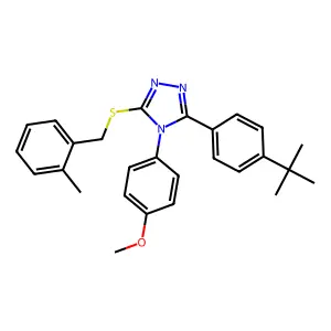 3-(4-tert-butylphenyl)-4-(4-methoxyphenyl)-5-[(2-methylbenzyl)sulfanyl]-4H-1,2,4-triazole structure
