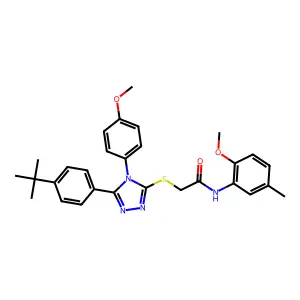 2-{[5-(4-tert-butylphenyl)-4-(4-methoxyphenyl)-4H-1,2,4-triazol-3-yl]sulfanyl}-N-(2-methoxy-5-methylphenyl)acetamide structure