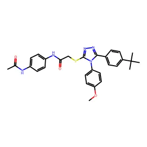 N-[4-(acetylamino)phenyl]-2-{[5-(4-tert-butylphenyl)-4-(4-methoxyphenyl)-4H-1,2,4-triazol-3-yl]sulfanyl}acetamide structure