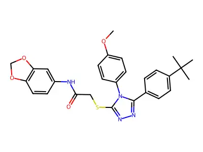 N-(1,3-benzodioxol-5-yl)-2-{[5-(4-tert-butylphenyl)-4-(4-methoxyphenyl)-4H-1,2,4-triazol-3-yl]sulfanyl}acetamide structure