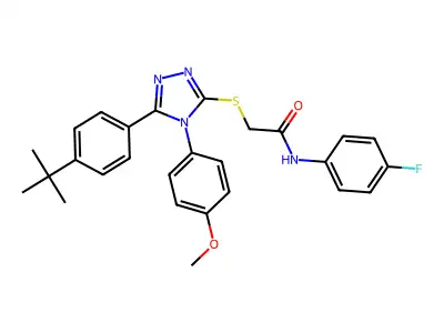 2-{[5-(4-tert-butylphenyl)-4-(4-methoxyphenyl)-4H-1,2,4-triazol-3-yl]sulfanyl}-N-(4-fluorophenyl)acetamide structure