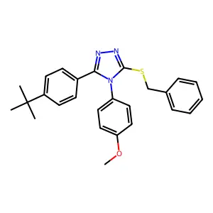 3-(benzylsulfanyl)-5-(4-tert-butylphenyl)-4-(4-methoxyphenyl)-4H-1,2,4-triazole structure